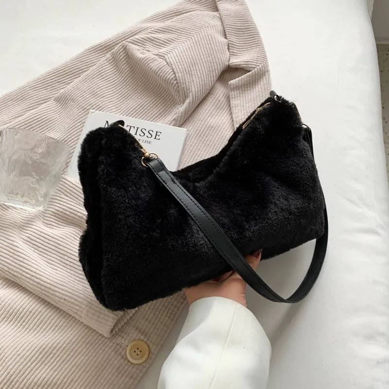 Korean Style Fashion Popular Furry Chic Bag Women's, Autumn and Winter Plush Shoulder Bag