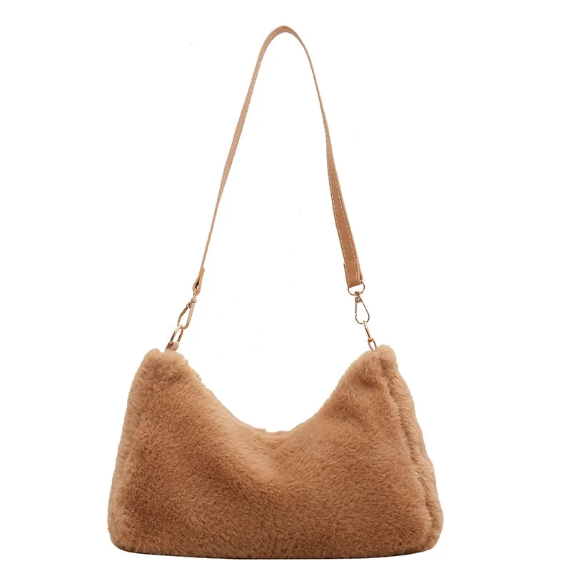 Korean Style Fashion Popular Furry Chic Bag Women's, Autumn and Winter Plush Shoulder Bag