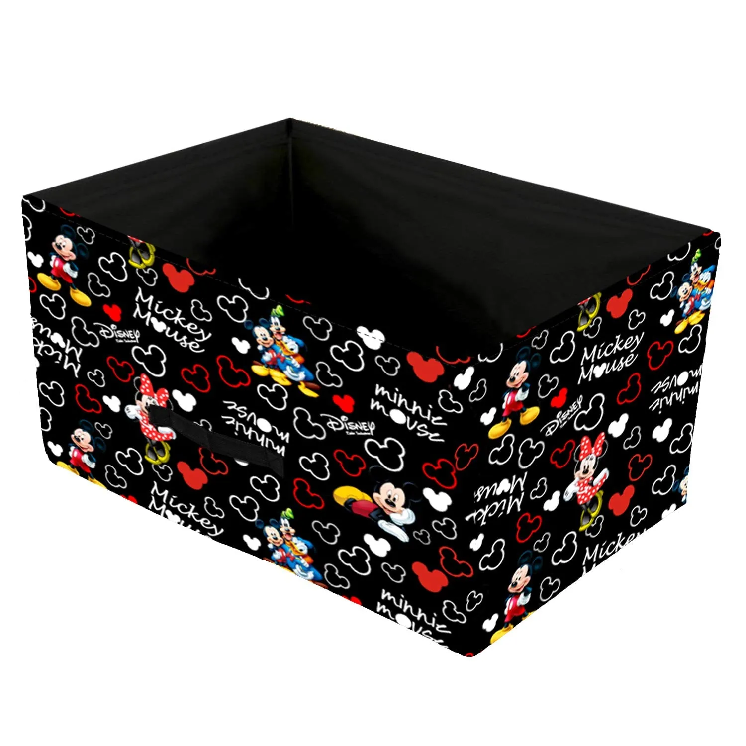 Kuber Industries Disney Mickey Print Non Woven Fabric Modular Closet Organizer Box with Handle for Cube Storage Units in Closet Set Of 3(Black)-KUBMART16029