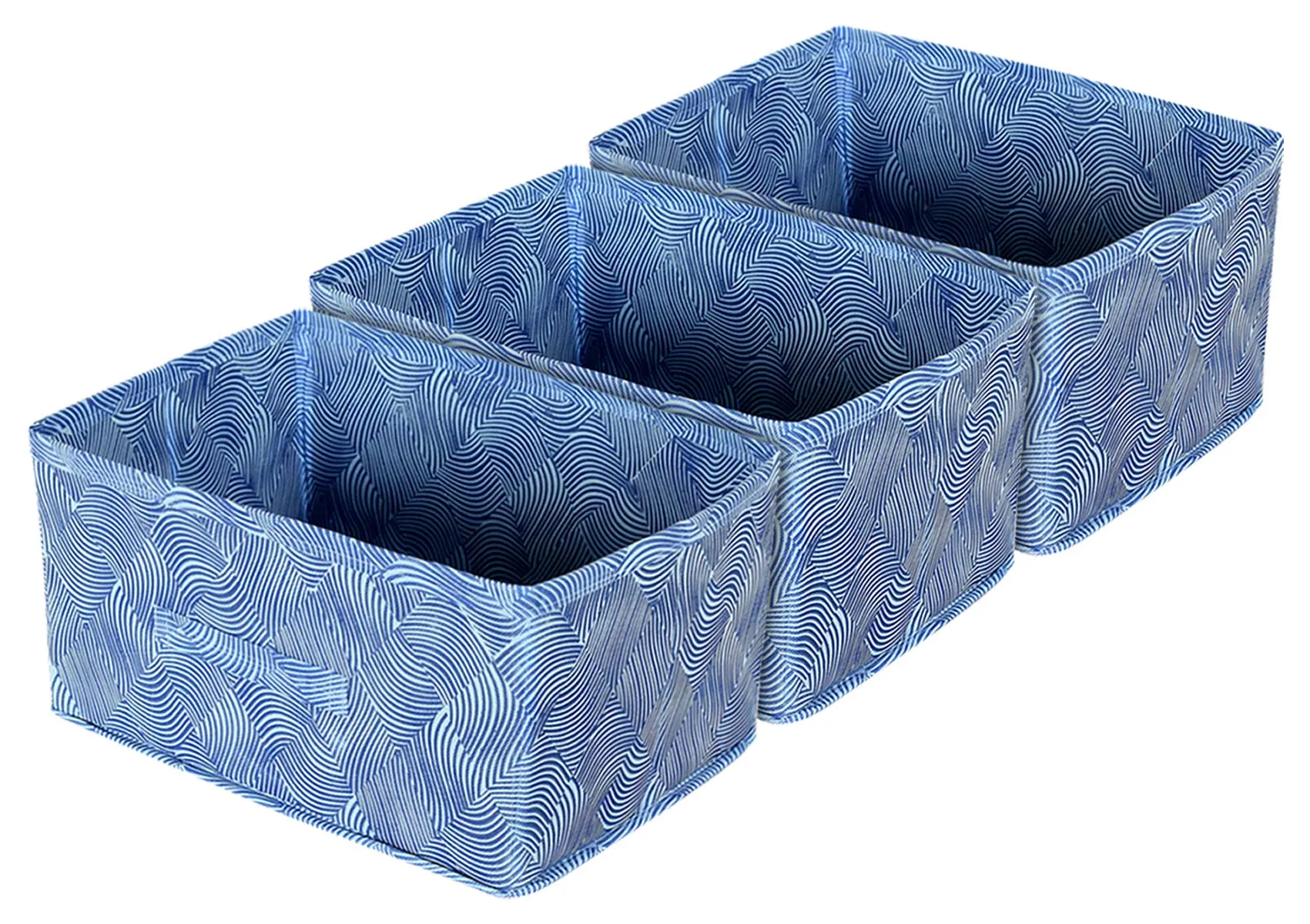 Kuber Industries Laheriya Print Non Woven Fabric 3-Replacement Drawer Storage And Cloth Organizer Unit For Closet (Blue)-Kubmart15988, Clothing