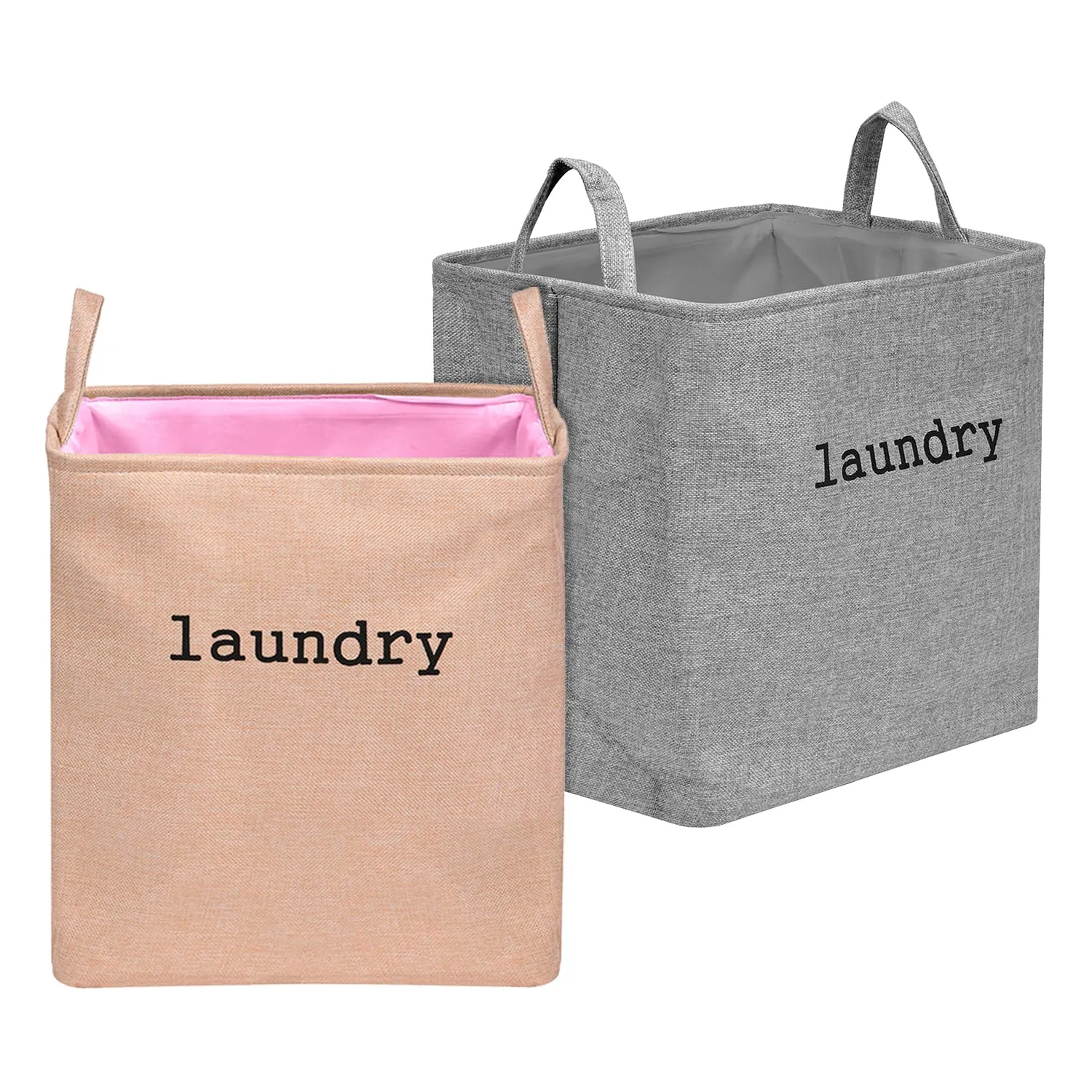 Kuber Industries Laundry Basket | Square Foldable Laundry Basket | Jute Storage Bag with Handles | Clothes Basket for Home | Toy Storage Basket | 40 LTR | Pack of 2 | Multicolor