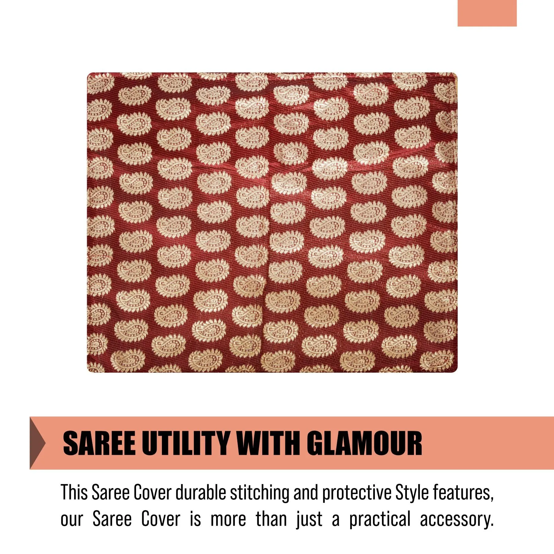 Kuber Industries Saree Cover | Clothes Storage Bag | Single Packing Saree with Zip Closure | Wardrobe Organizer | Cloth Stoarge Organizer | Carry Jama-Design | Pack of 12 | Maroon