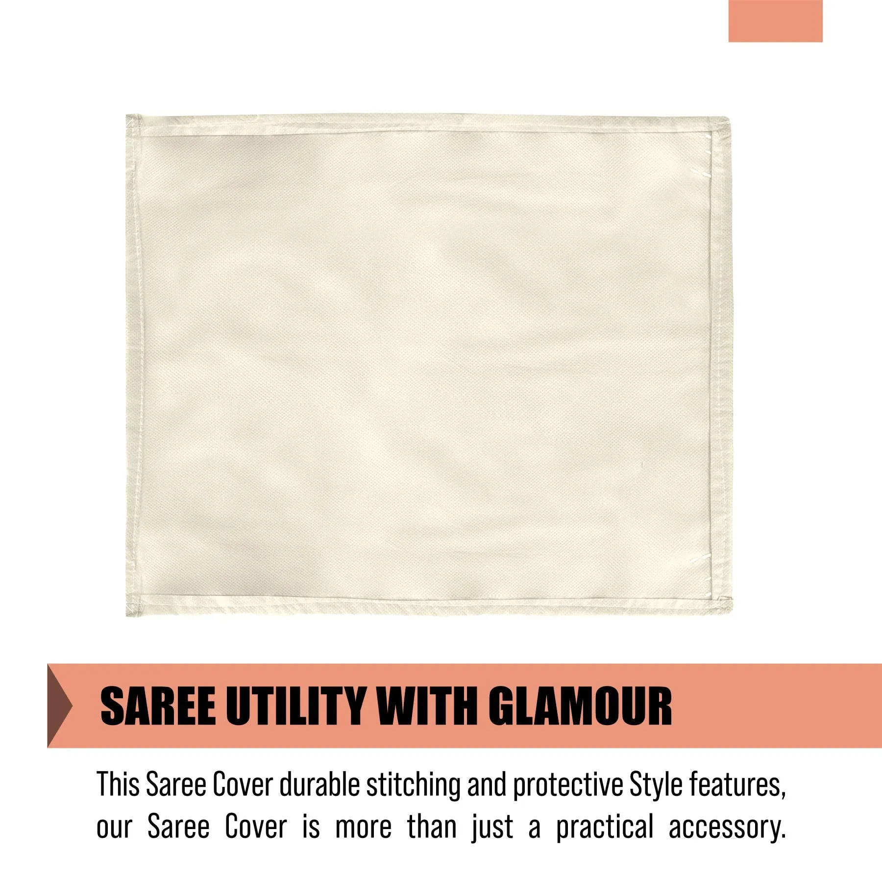 Kuber Industries Saree Cover | Clothes Storage Bag | Single Packing Saree with Zip Closure | Wardrobe Organizer | Cloth Stoarge Organizer | Plain Saree Cover | Pack of 24 | Cream