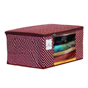 Kuber Industries Saree Covers With Zip|Clothes Storage Bag|Garment Bag For Travel, Wedding, Storage|Polka Dots (Maroon)