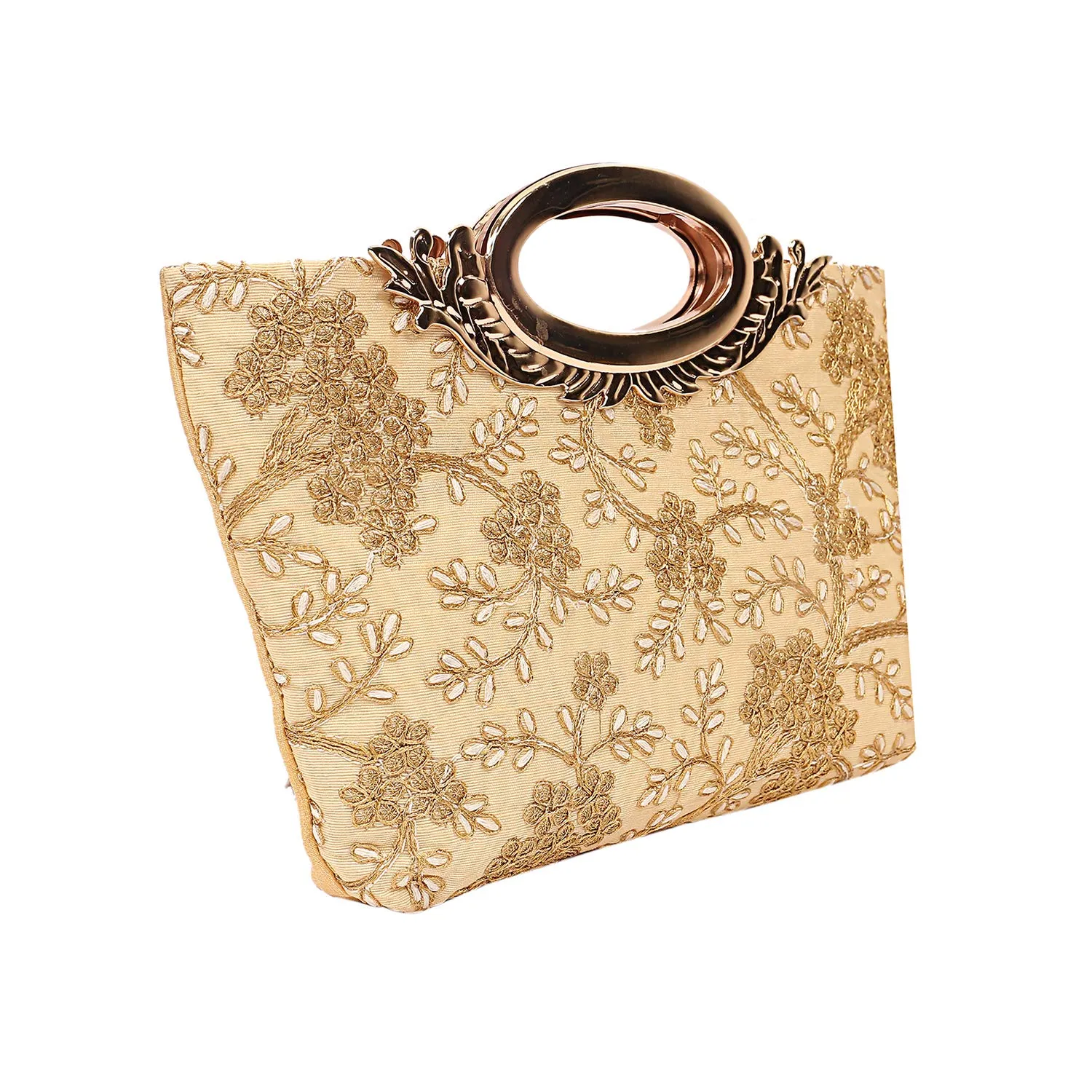 Kuber Industries Silk Clutch Ladies Handbag (Cream) -CTKTC8789