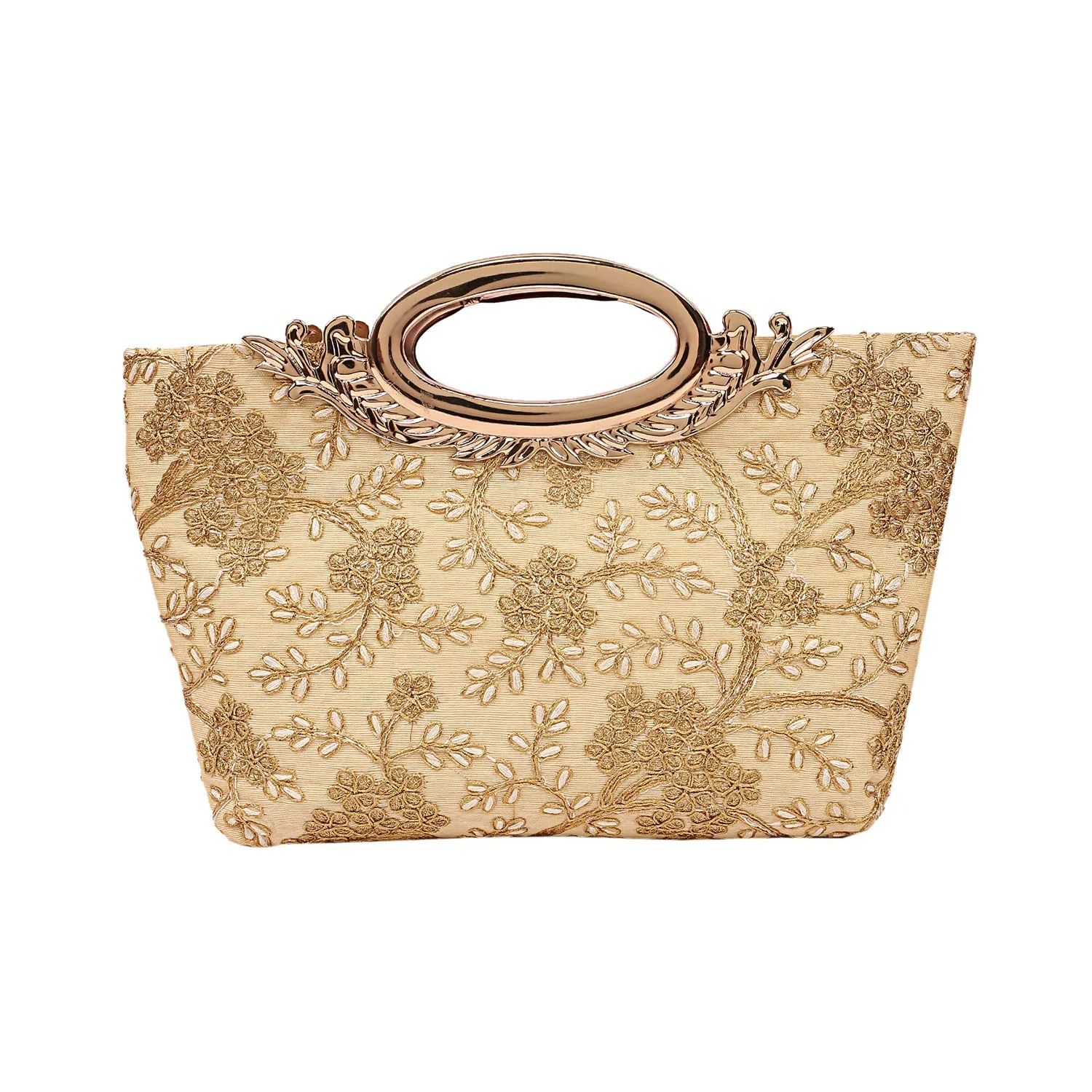 Kuber Industries Silk Clutch Ladies Handbag (Cream) -CTKTC8789