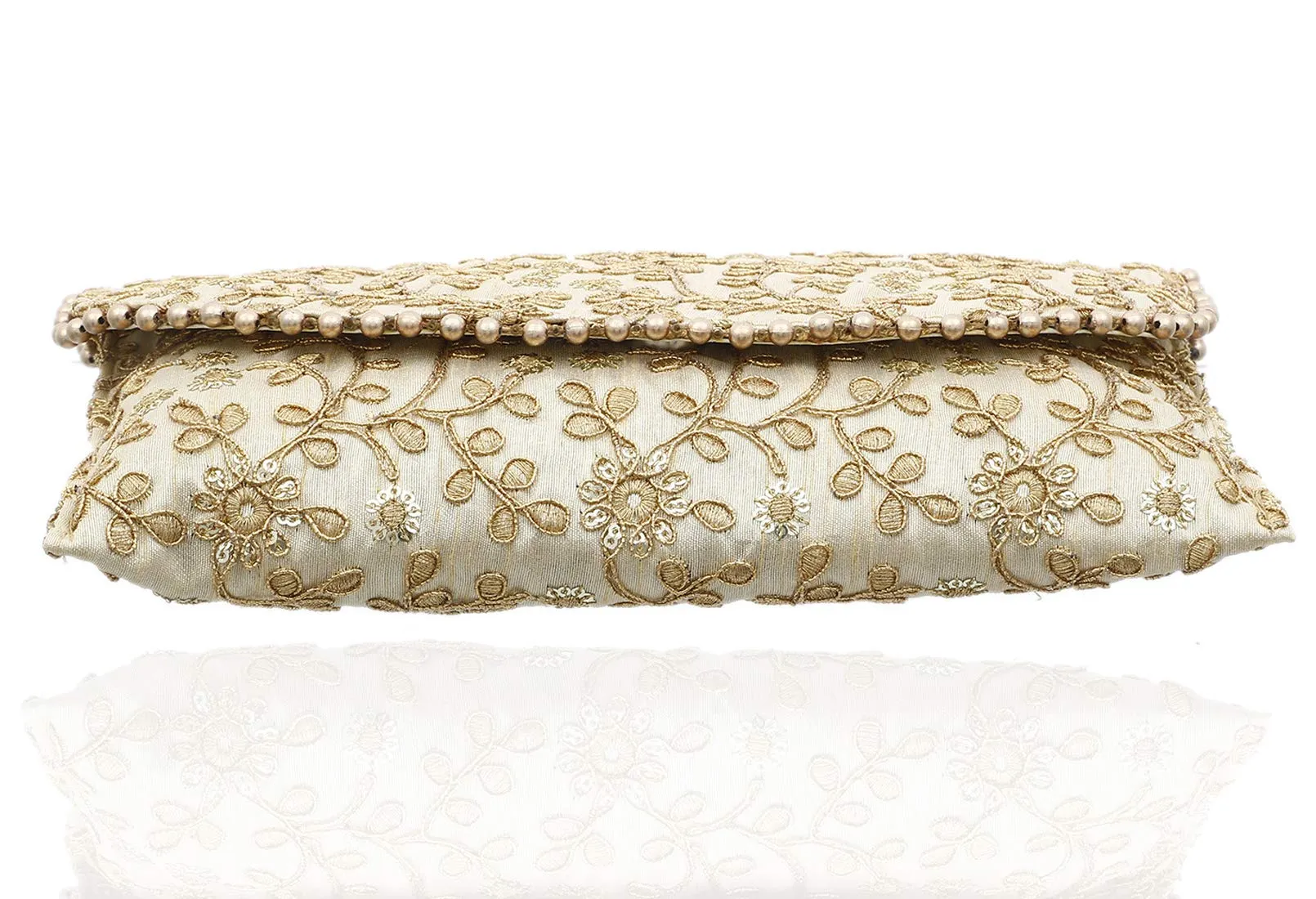 Kuber Industries Women's Handcrafted Embroidered Clutch Purse (CTKTC034514, Cream)