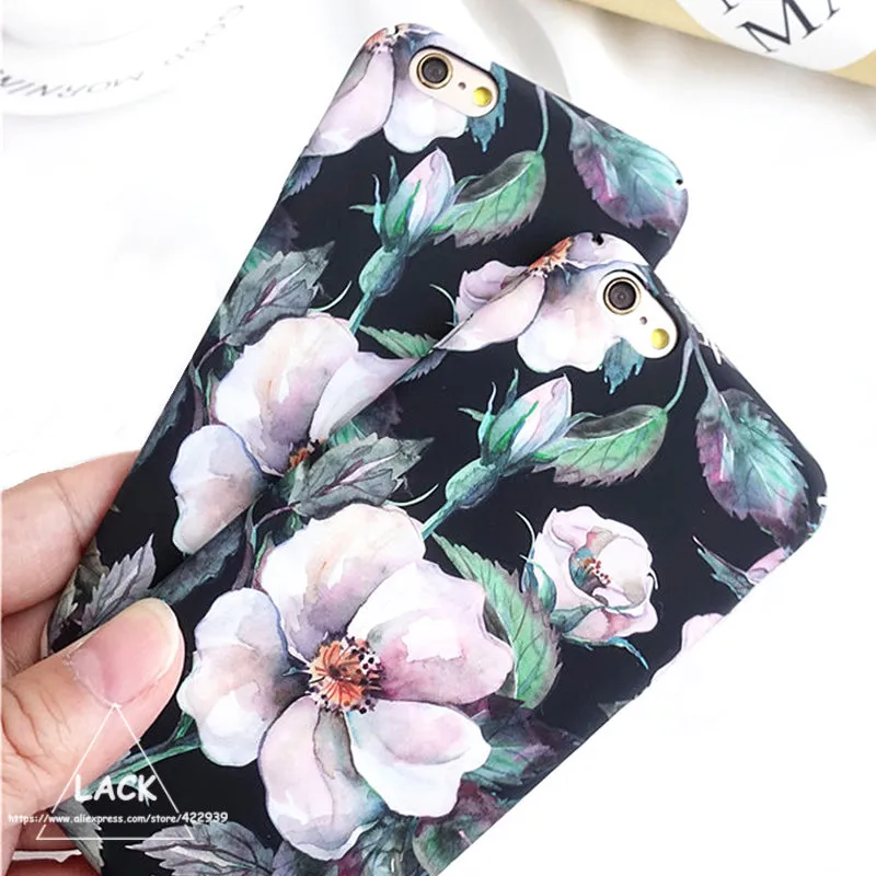 LACK Cute Cartoon Camellia Flower Case For iphone 6 Case For iphone 6S 6 PLus Cover Luxury Retro Floral Phone Cases Hard Coque