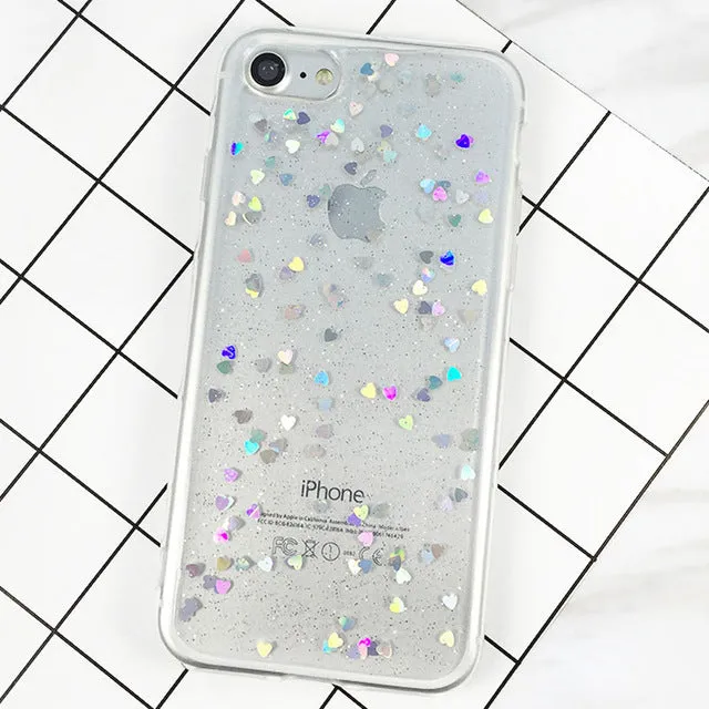 LACK Fashion Bling Glitter Case For iphone 6 Case For iphone 6S 7 7 PLus Back Cover Luxury Love Heart Shining Powder Phone Cases