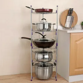 Large 5 Tier Pots And Pans Storage Organizer Rack