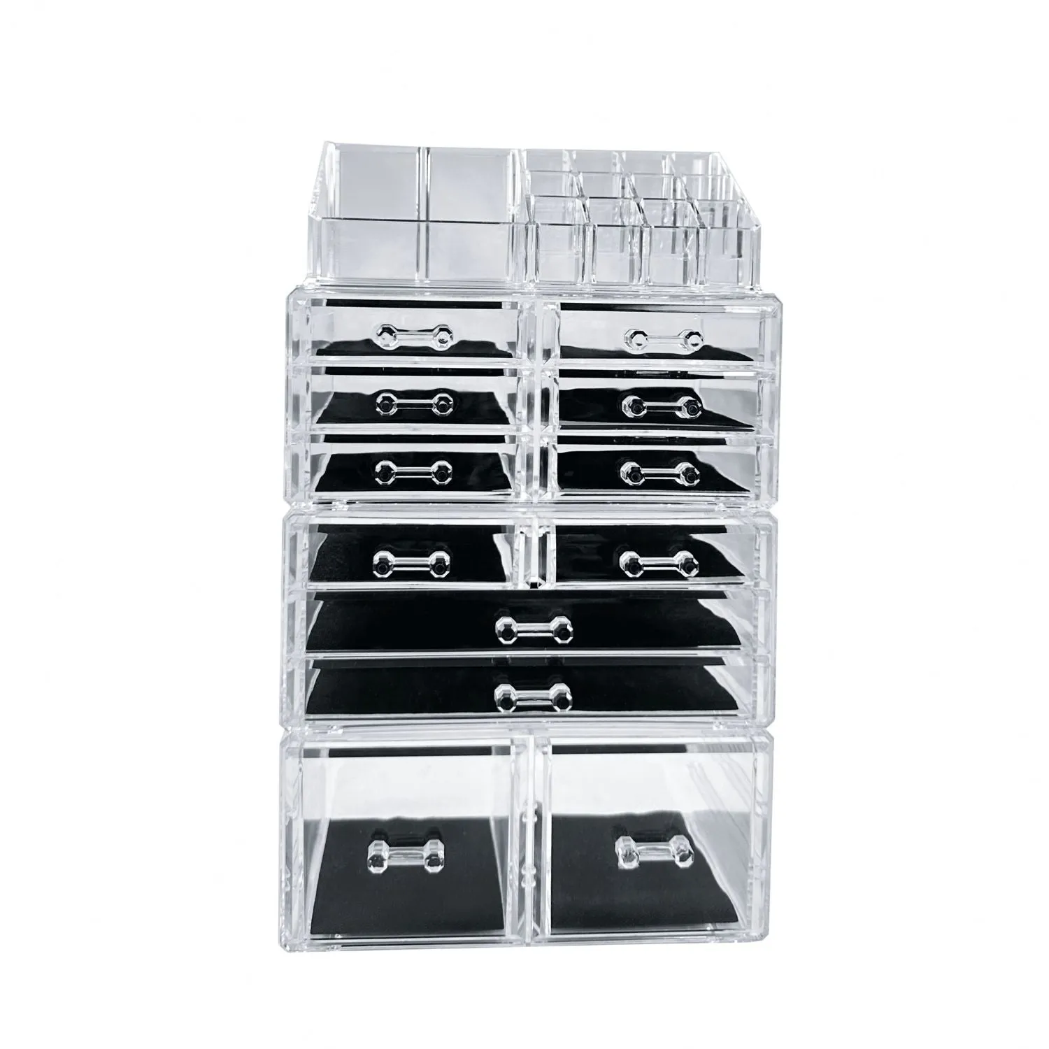 Large Clear Makeup Organizer with 12 Drawers, Space-Saving, GOMINIMO