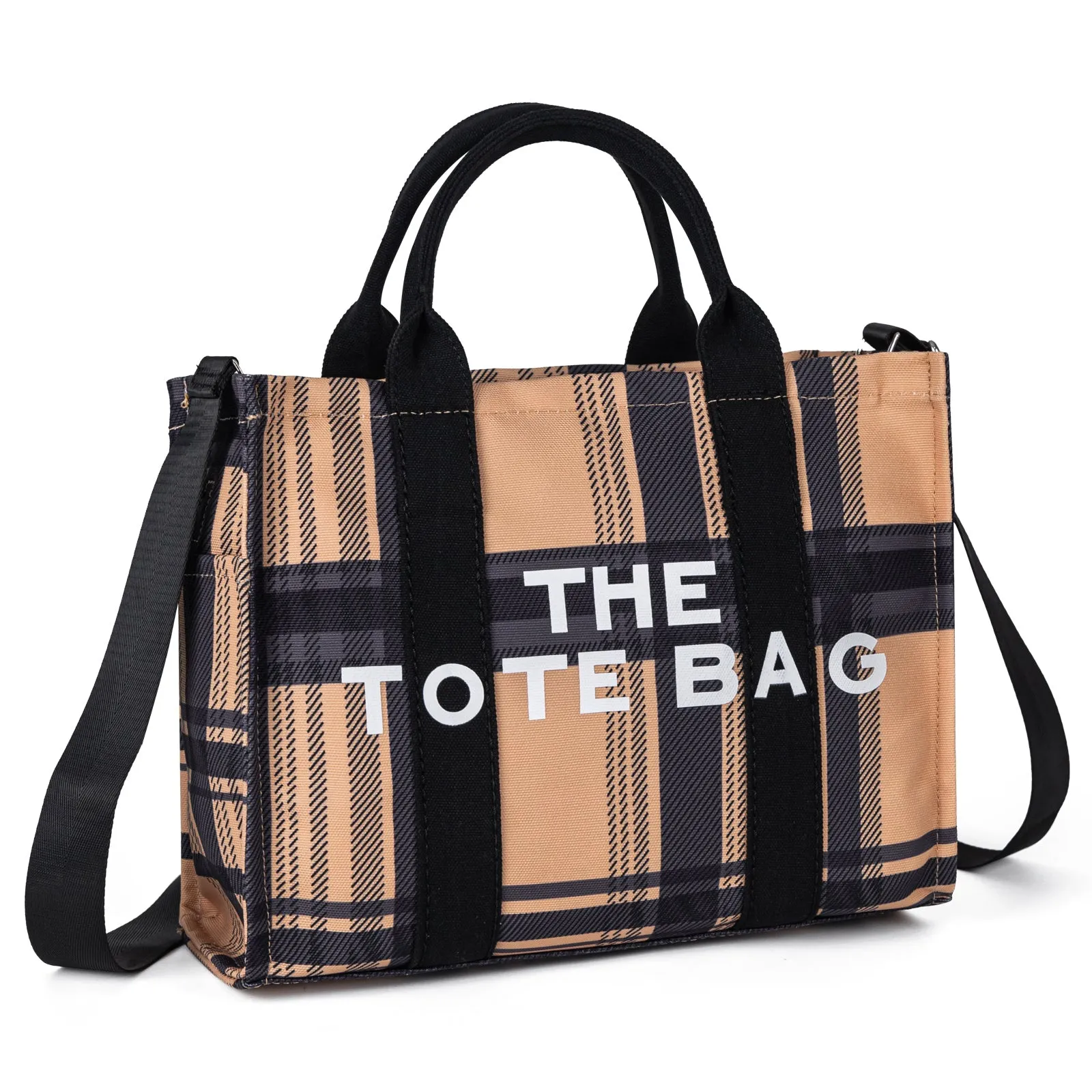 Large Plaid Canvas Tote Handbags for Women