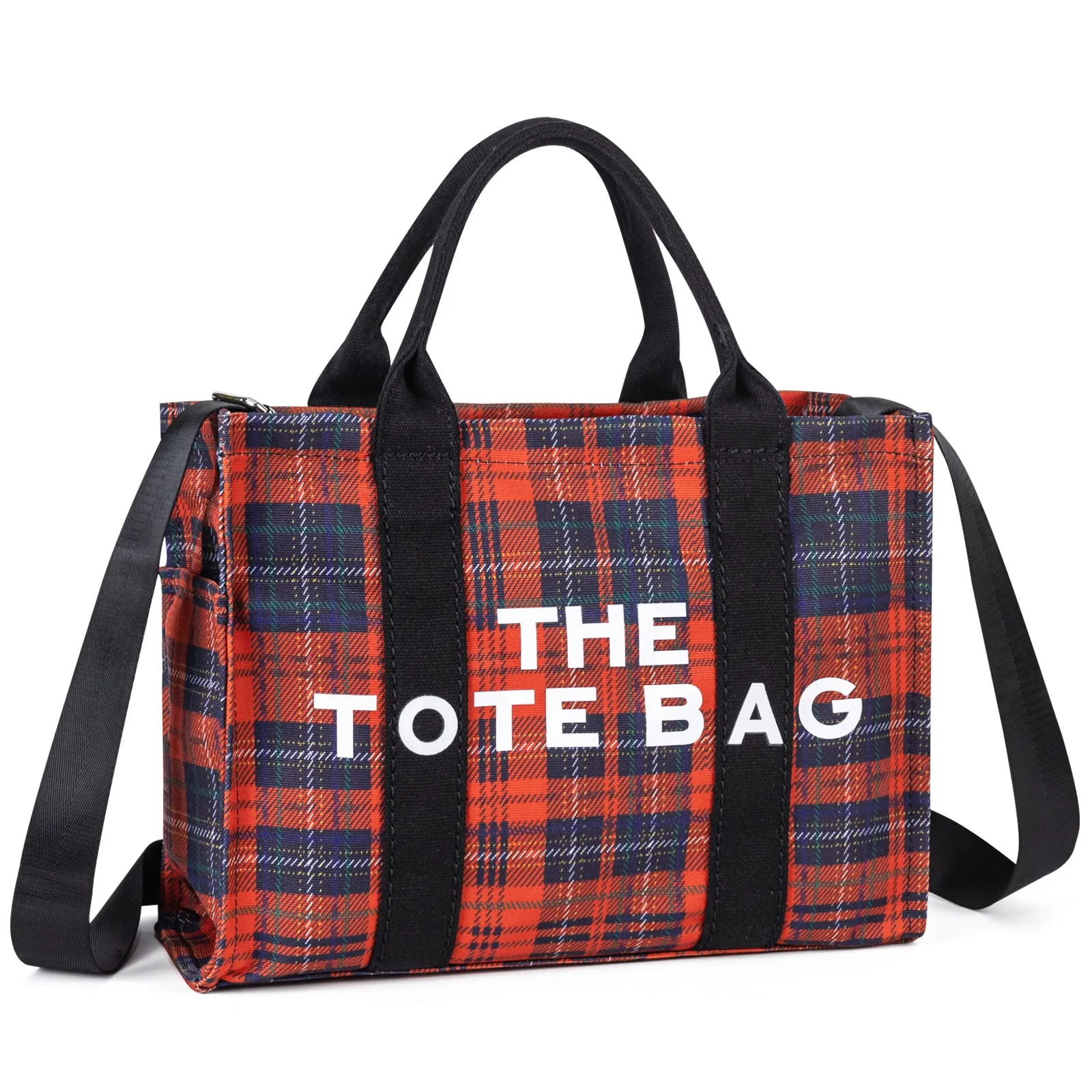 Large Plaid Canvas Tote Handbags for Women