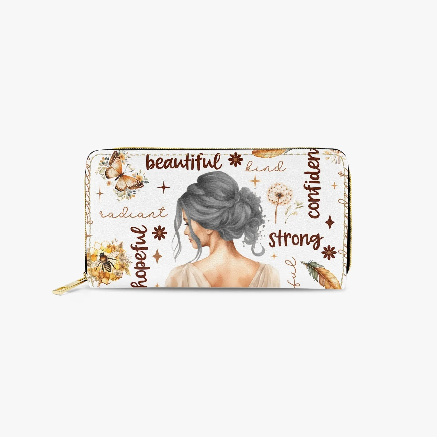 Long Type Zipper Purse - Affirmations - Grey Hair