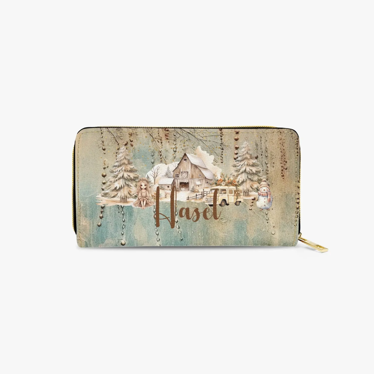 Long Type Zipper Purse, Boho Country Christmas, Personalised