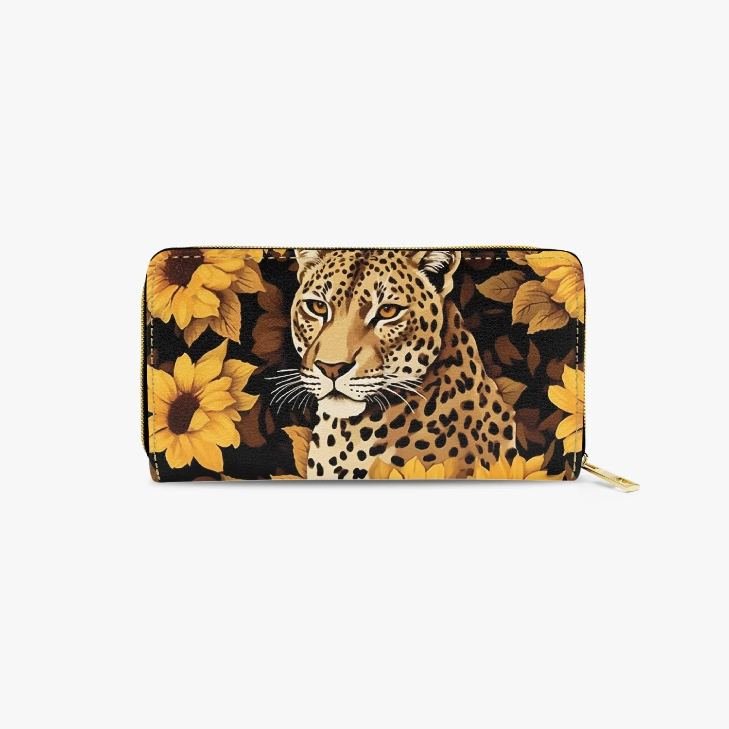 Long Type Zipper Purse - Cheetah, Sunflowers