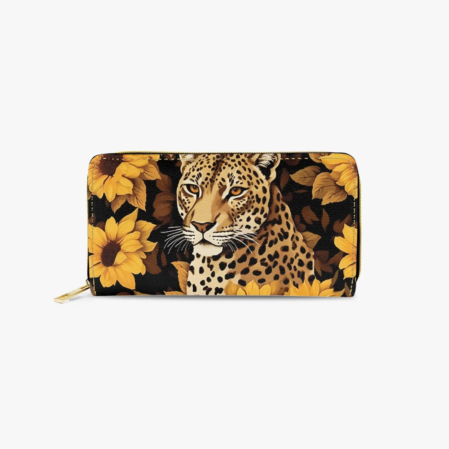 Long Type Zipper Purse - Cheetah, Sunflowers