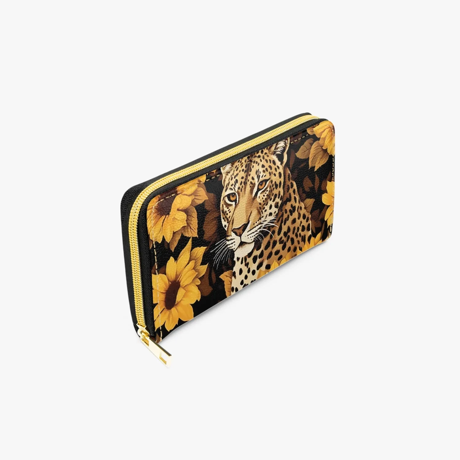 Long Type Zipper Purse - Cheetah, Sunflowers