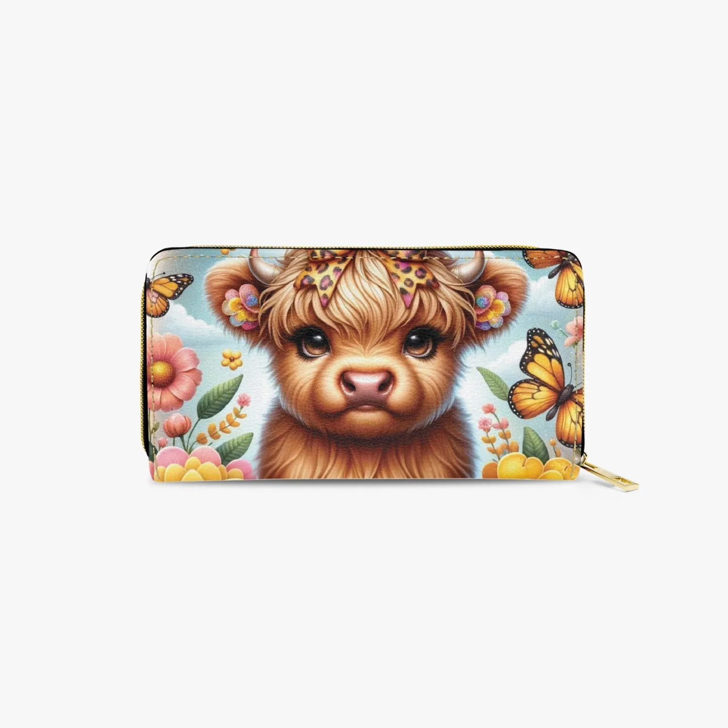 Long Type Zipper Purse, Highland Cow, awd-659