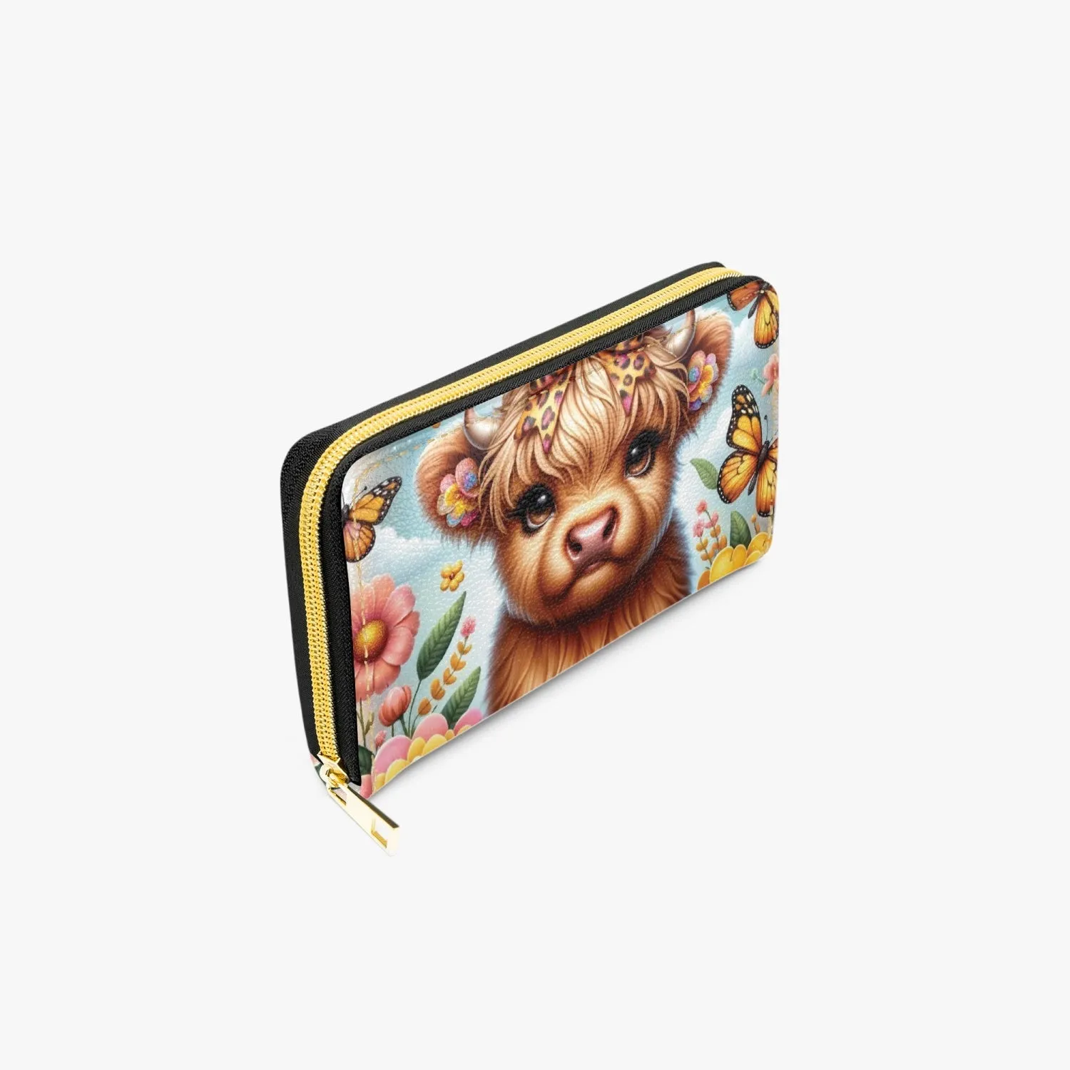 Long Type Zipper Purse, Highland Cow, awd-659