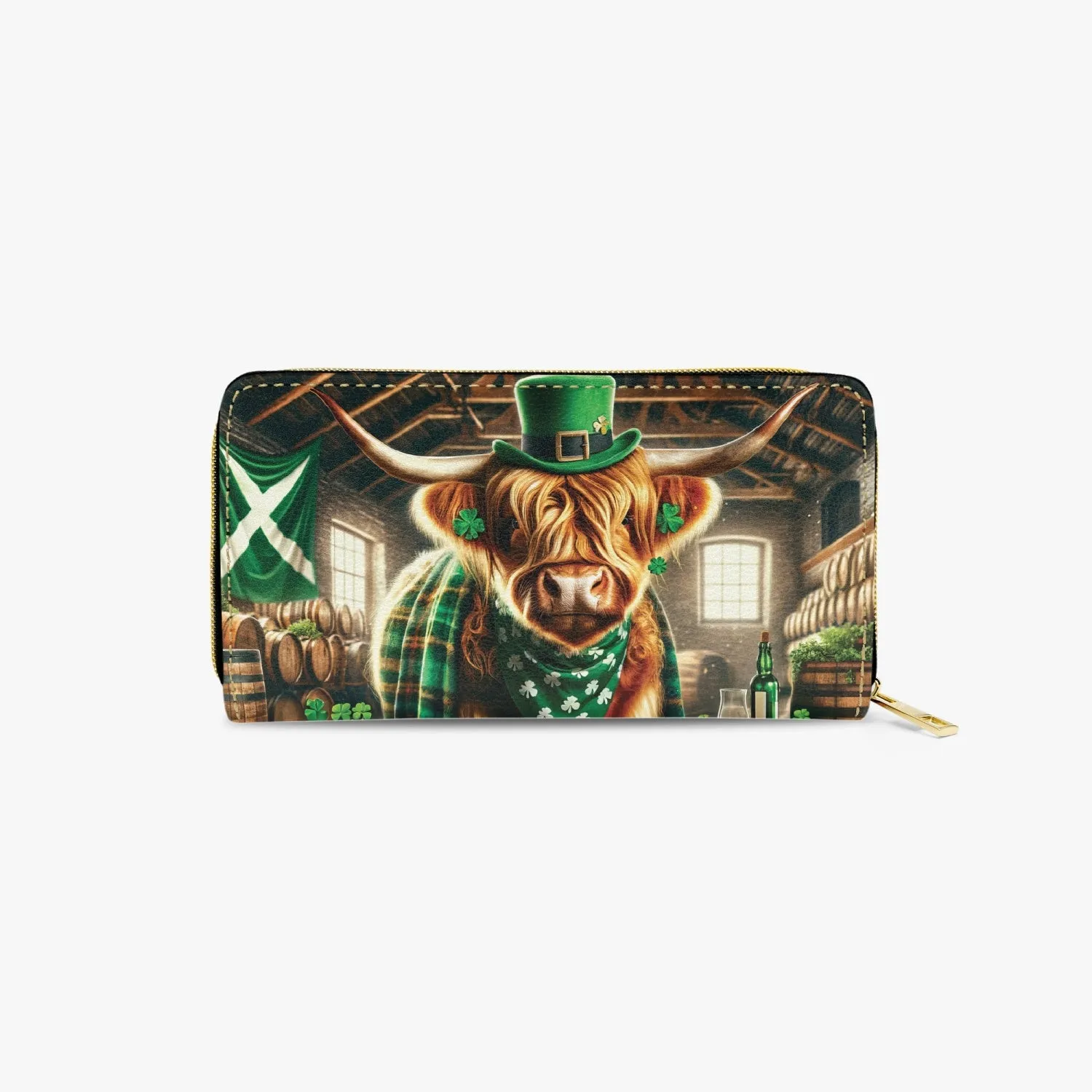 Long Type Zipper Purse, Highland Cow, awd-663