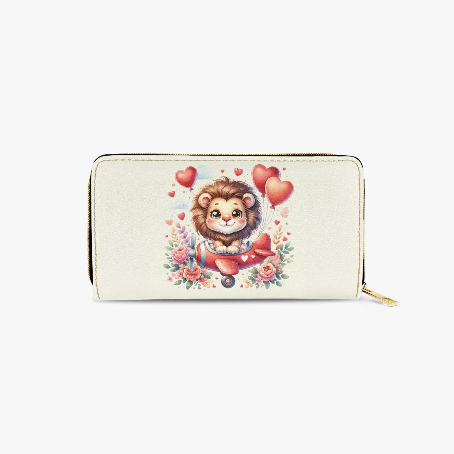 Long Type Zipper Purse - Lion in Plane