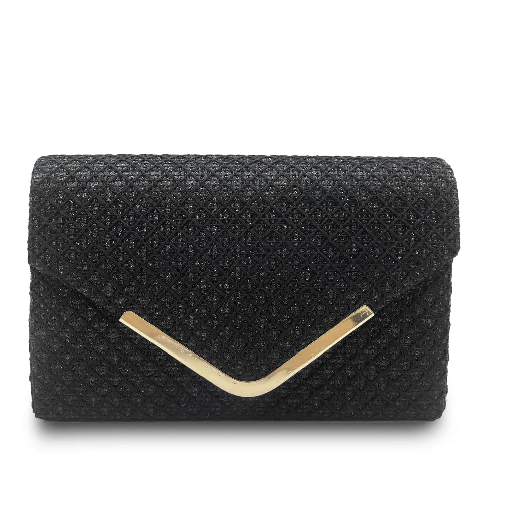 Louise Metal Edge Clutch bag-Black