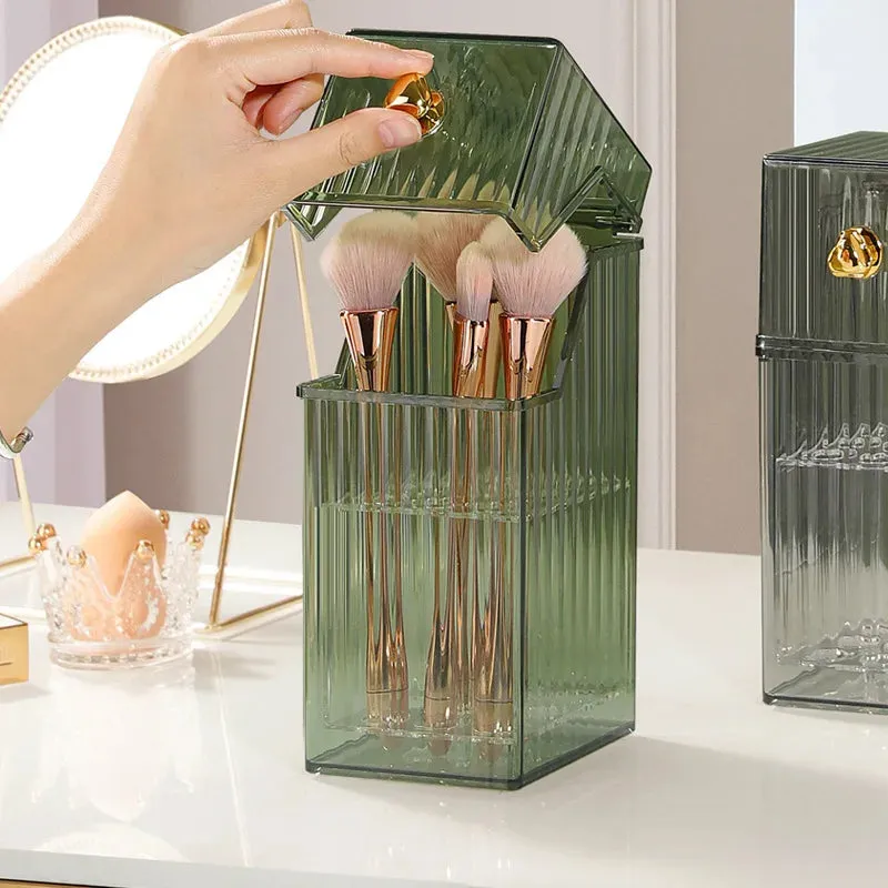 Luxury Desktop Makeup Brush Holder with Lid