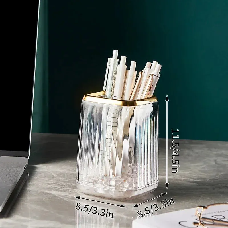 Luxury Desktop Makeup Brush Holder with Lid