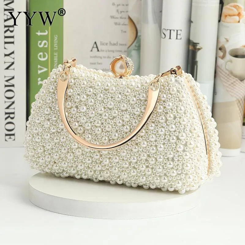 Luxury Pearl Crystal Wedding Clutch