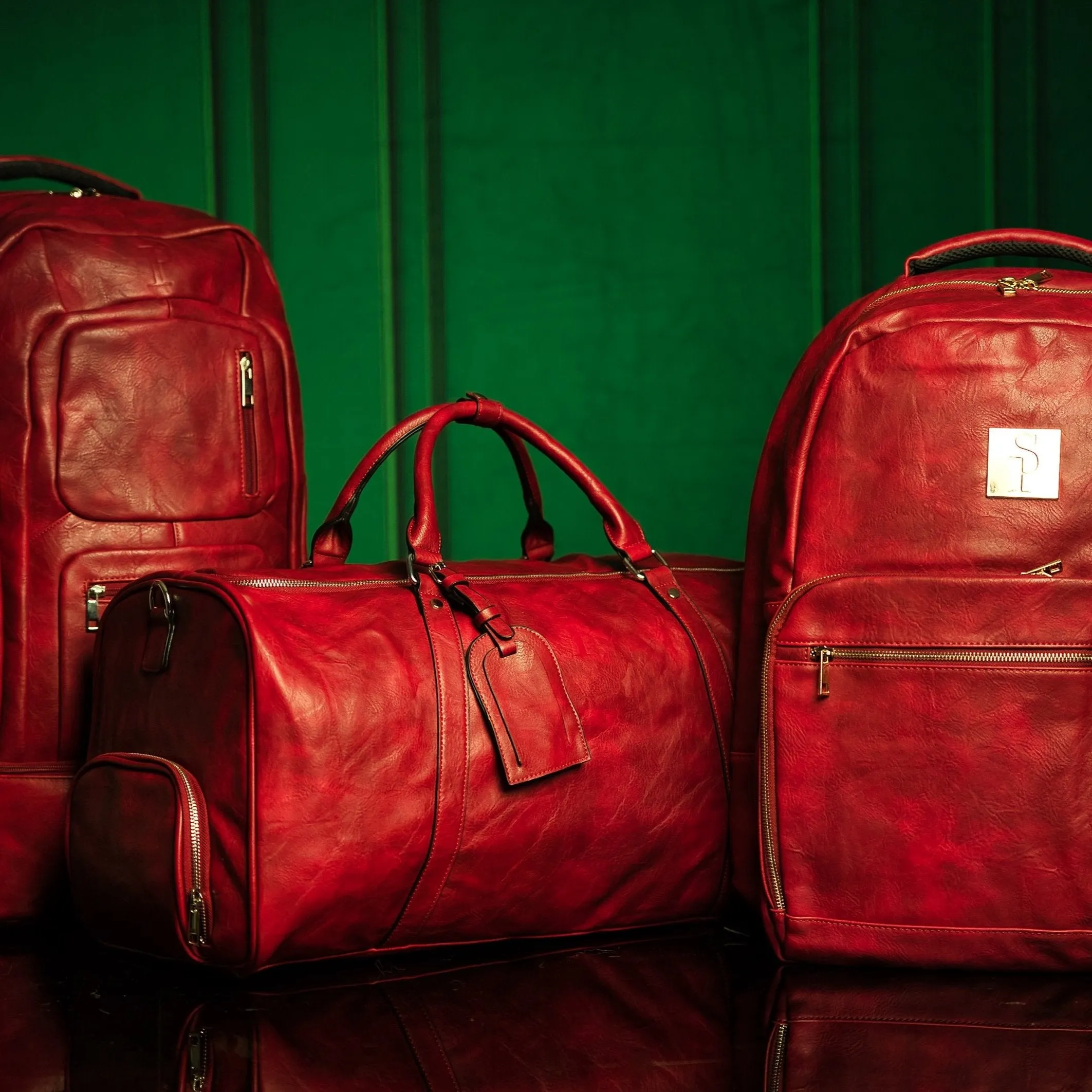 Maroon Luciano Leather 3 Bag Set