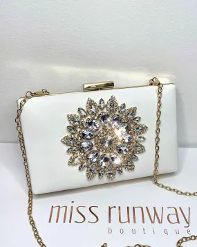 Maya Jewel Clutch - White