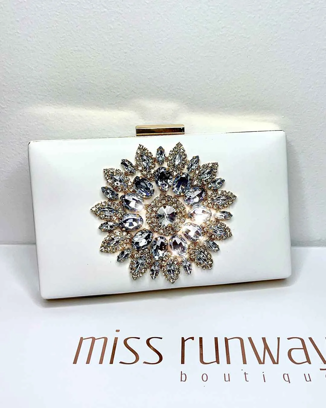 Maya Jewel Clutch - White