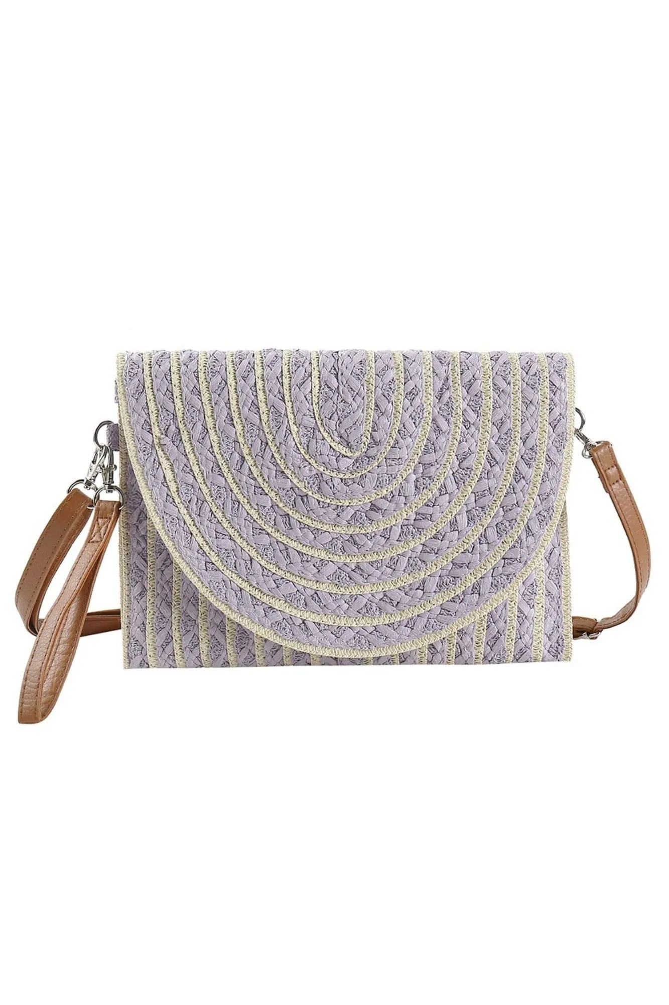 MB0215 Georgia Striped Straw Crossbody/Clutch