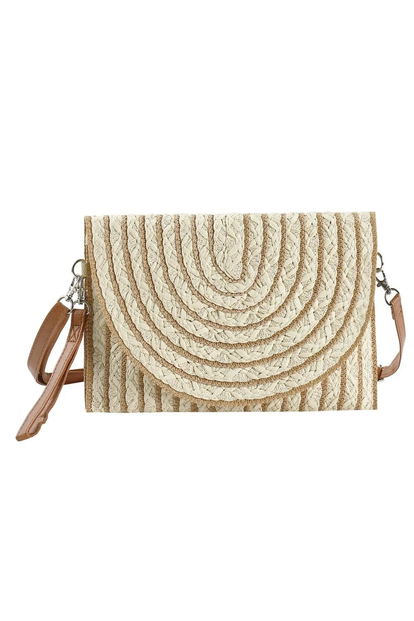 MB0215 Georgia Striped Straw Crossbody/Clutch