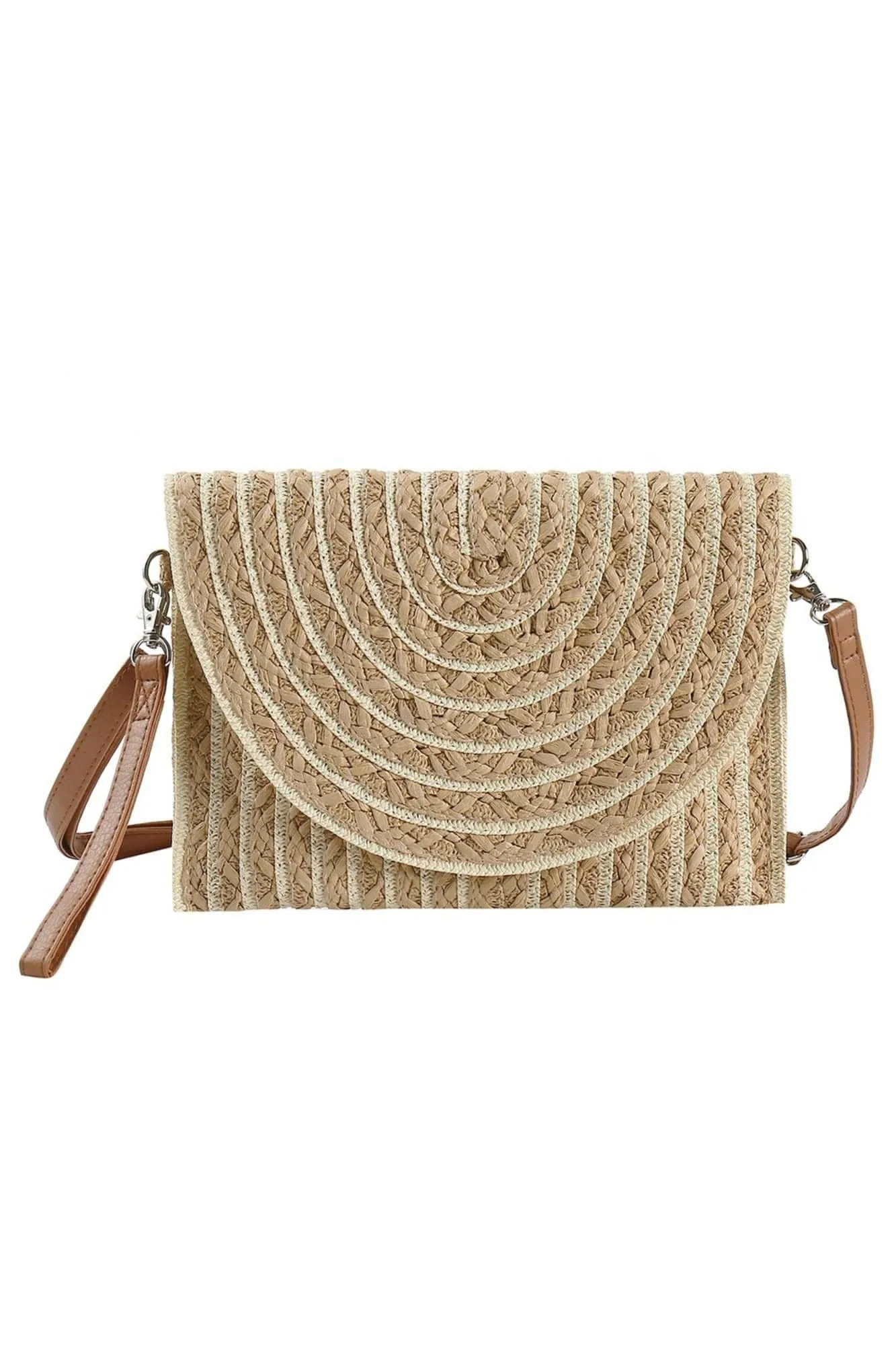 MB0215 Georgia Striped Straw Crossbody/Clutch