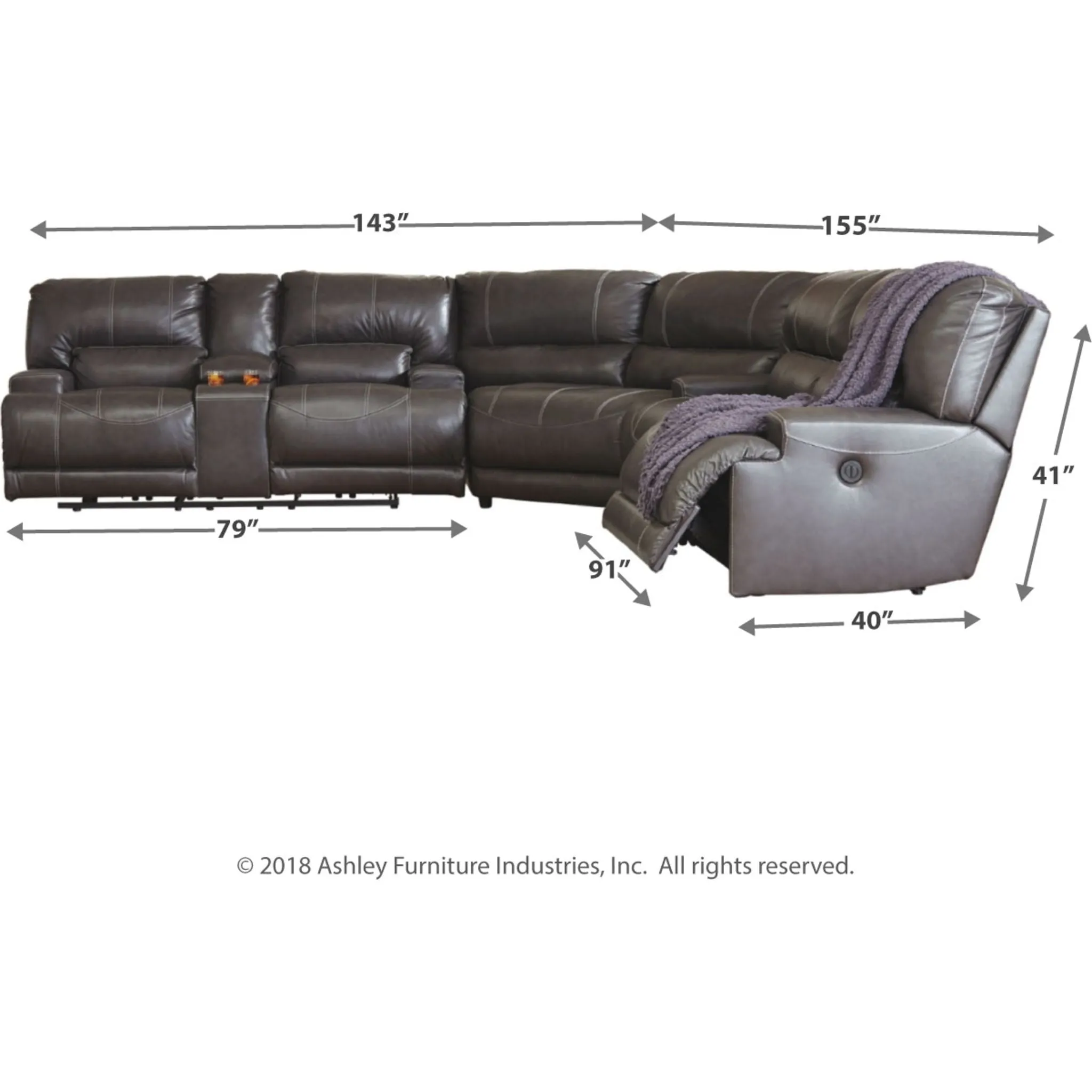 McCaskill 3 Piece Power Reclining Sectional