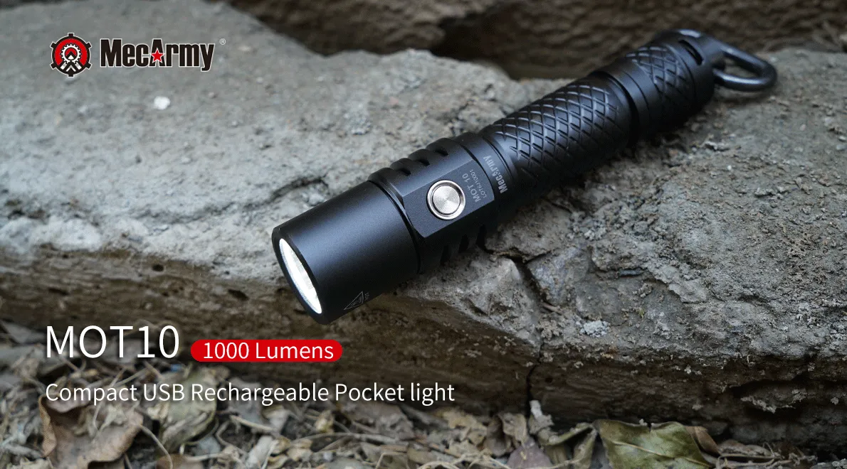 MecArmy MOT10 1000 Lumen CREE XPL-HI V3 LED USB Rechargeable Flashlight and Powerbank