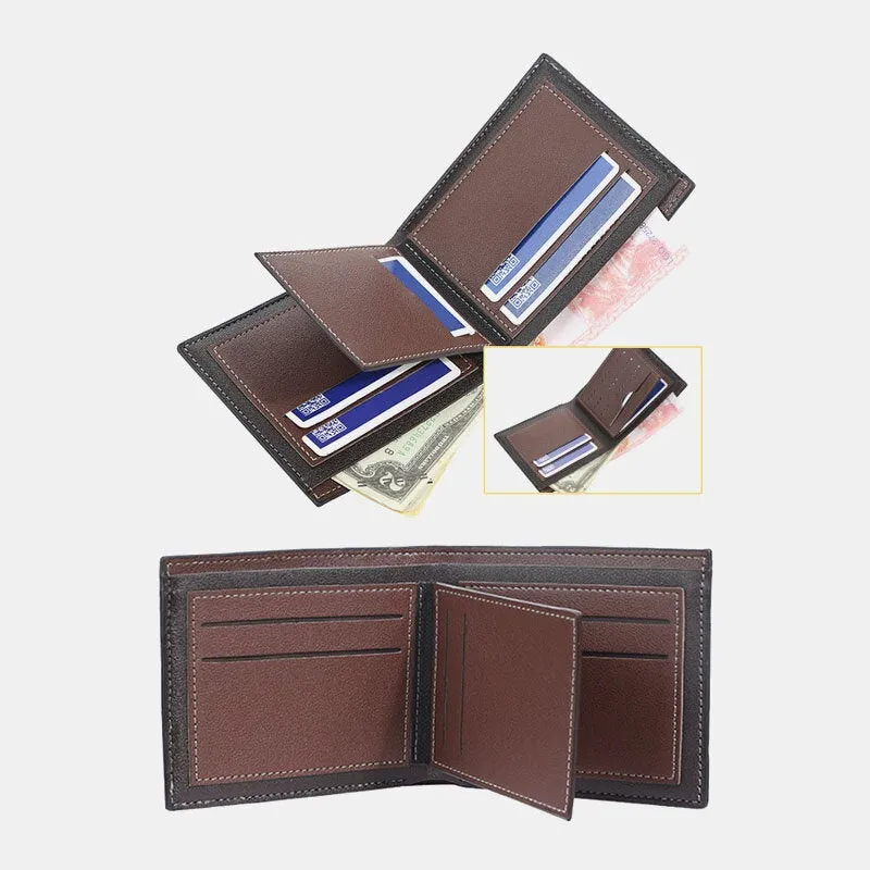 Men Faux Leather Fashion Business Multi Card Slots Foldable Coin Purse Holder Wallet