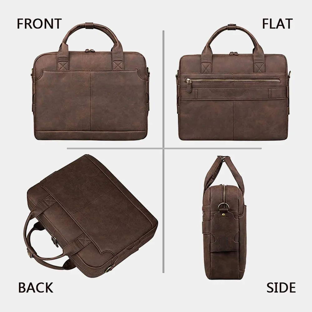 Men Vintage Multifunction Large Capacity 13 Inch Laptop Bags Briefcases Handbag Crossbody Bag Teacher