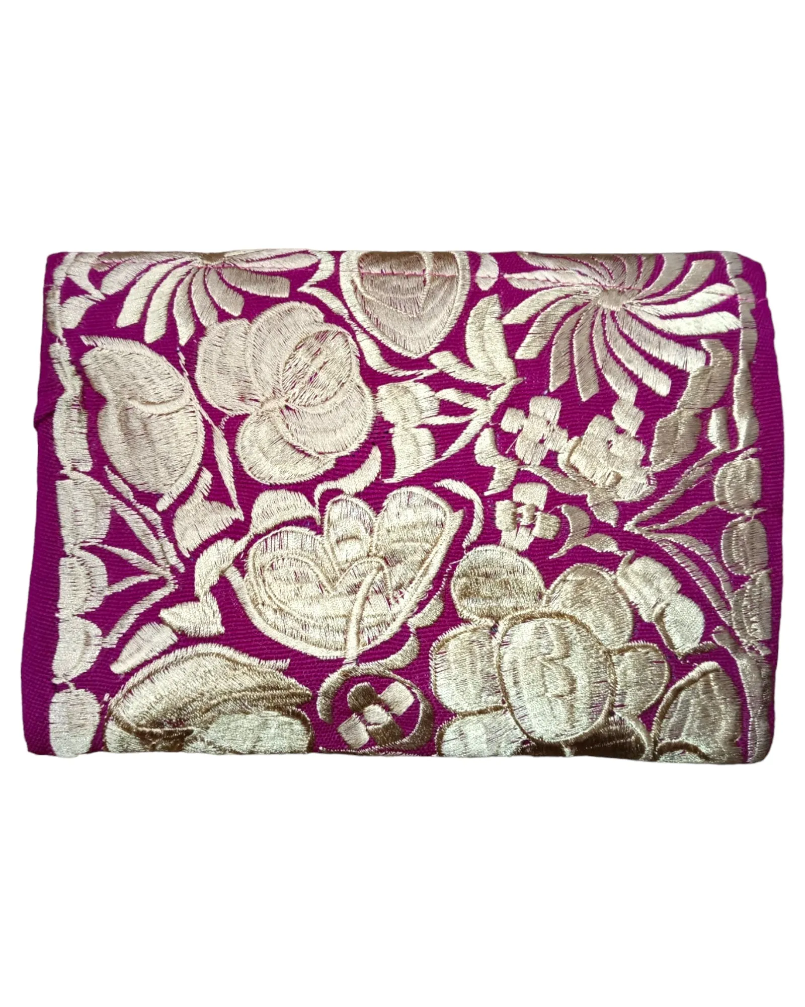 Mexican Embroidered Floral Clutch Bag Magenta