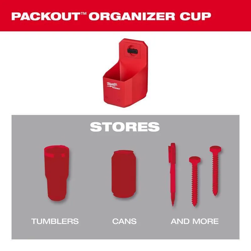 Milwaukee PACKOUT SHOP STORAGE Garage Organizer Organizer Cup Black/Red