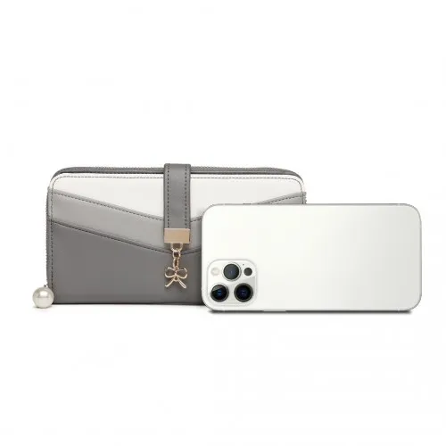 Miss Lulu Mixed Colour Women's Leather Look Clutch Purse - Grey | Elegant & Functional