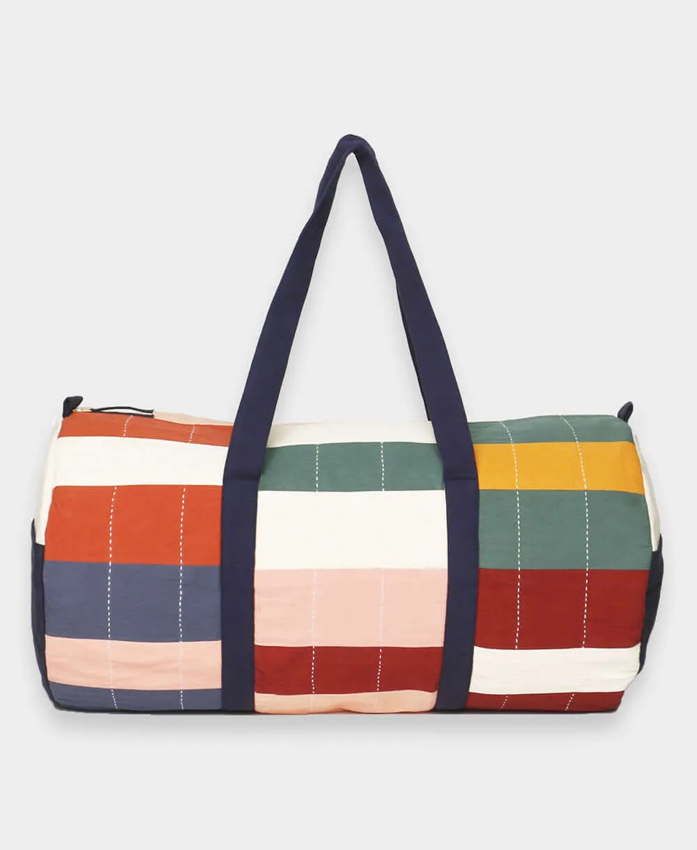 Multi-Check Canvas Duffle Bag