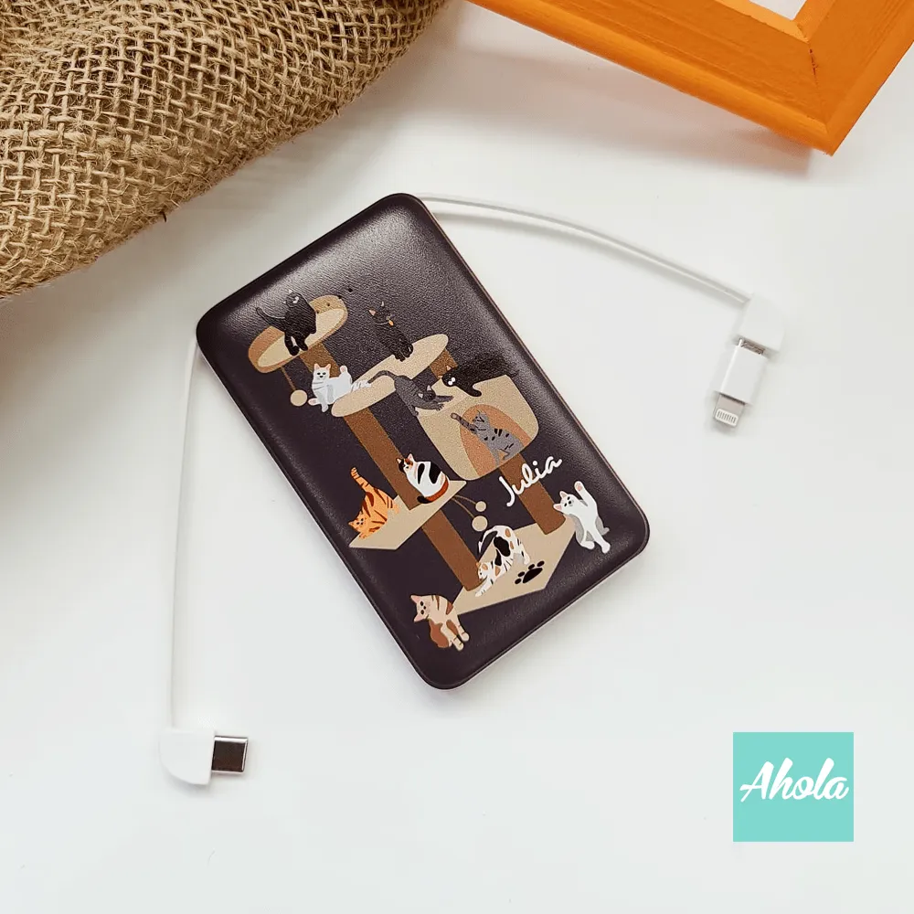 【My Cats】Portable Power Bank with built-in wire 貓咪內置線便攜式差電器