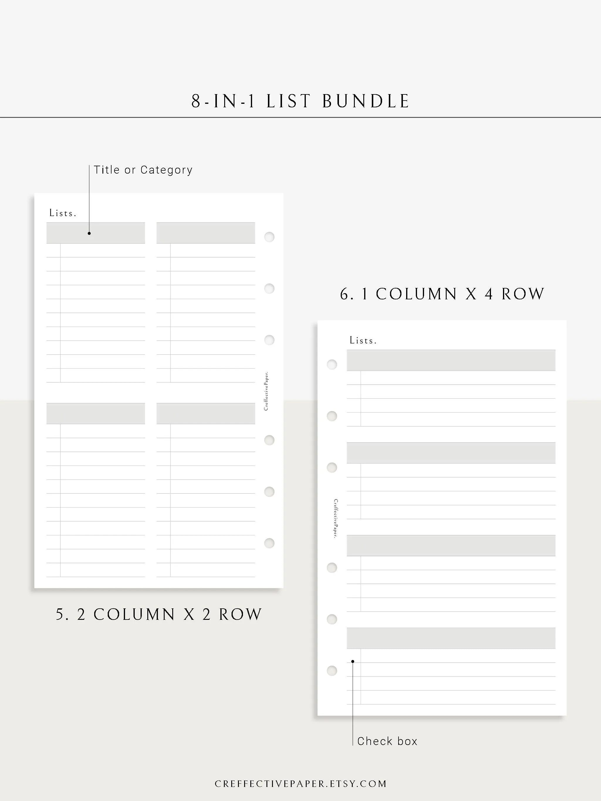 N107 | Checklist Bundle Template to Personalize Category