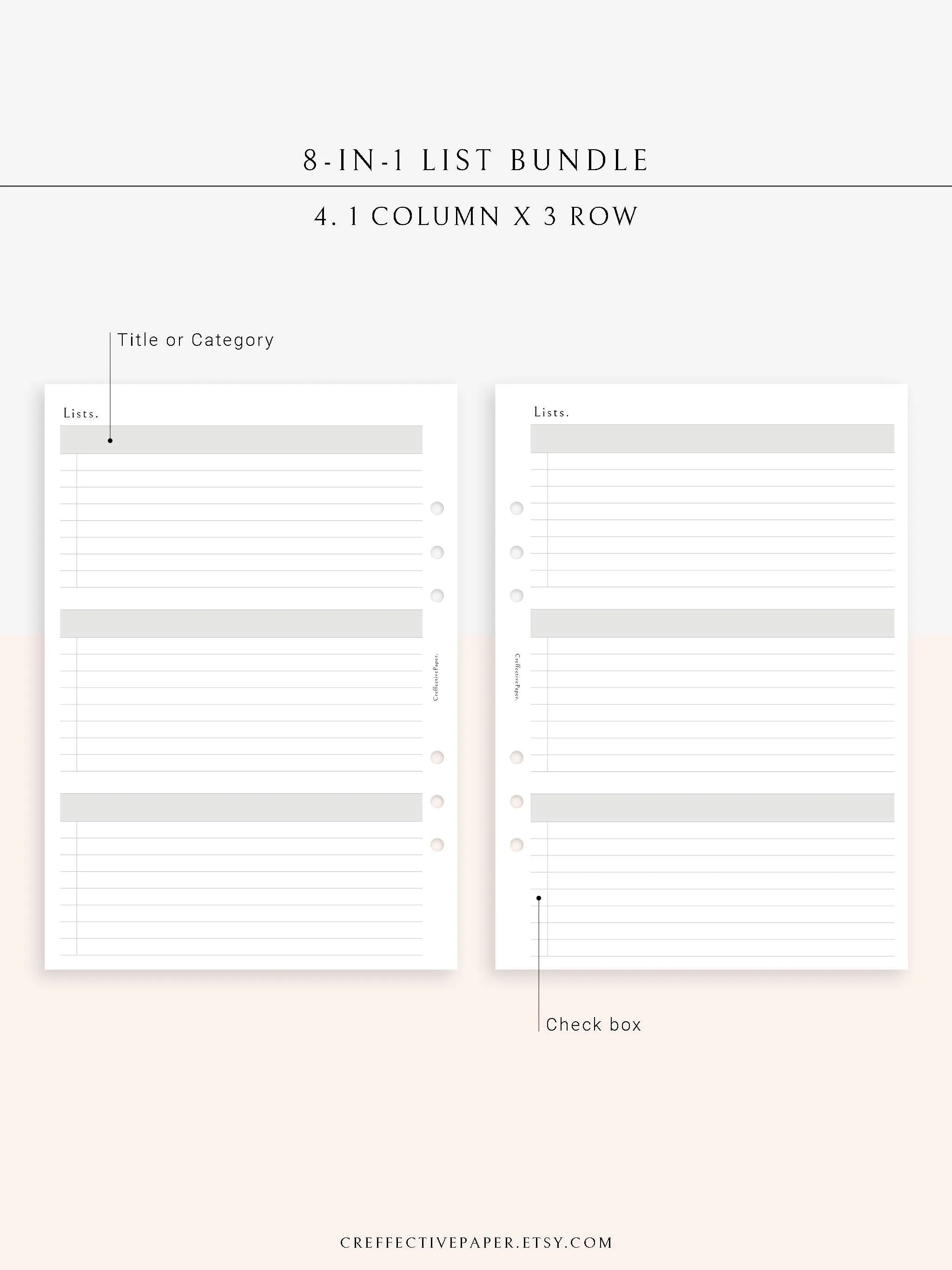 N107 | Checklist Bundle Template to Personalize Category