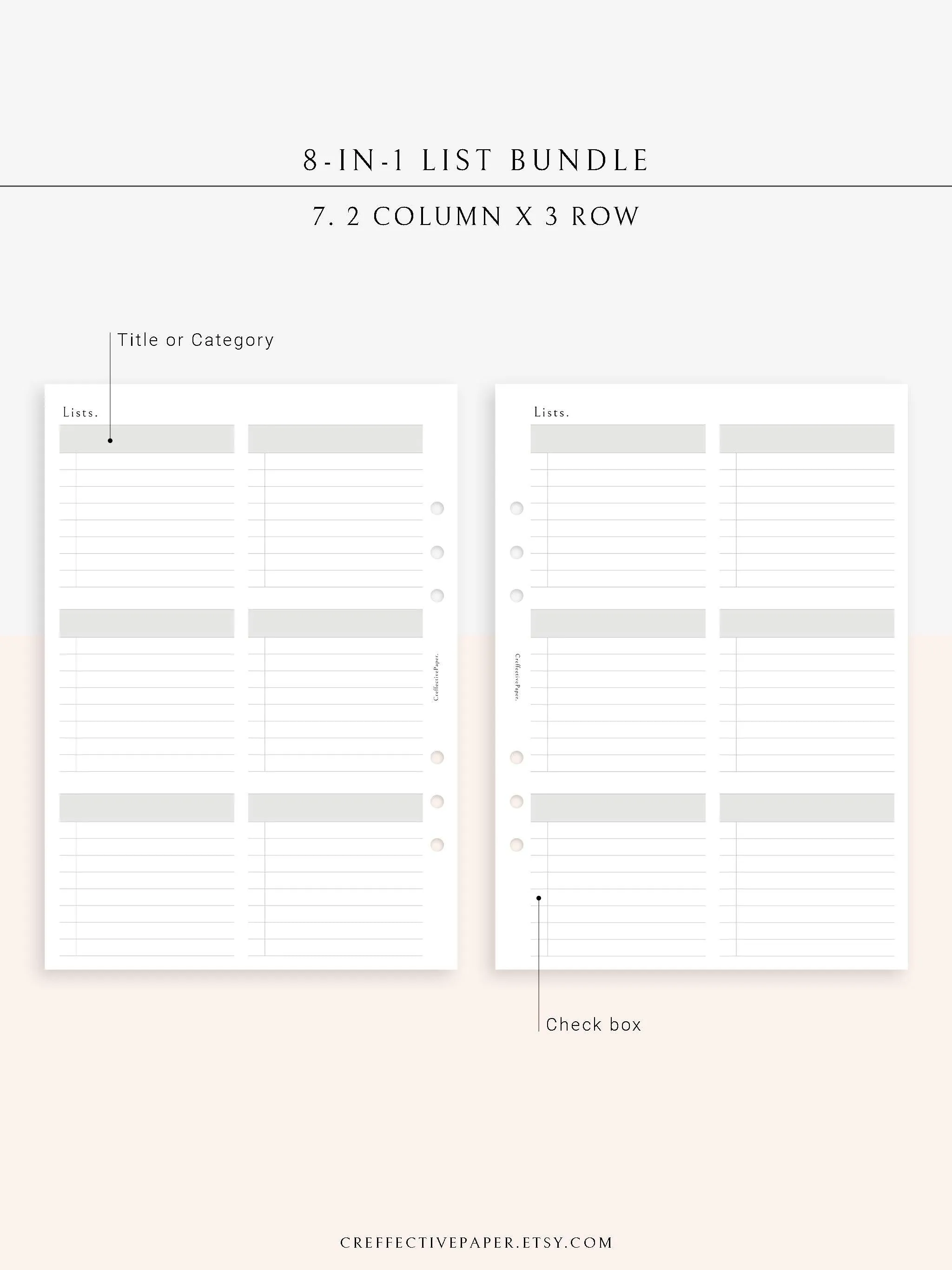 N107 | Checklist Bundle Template to Personalize Category