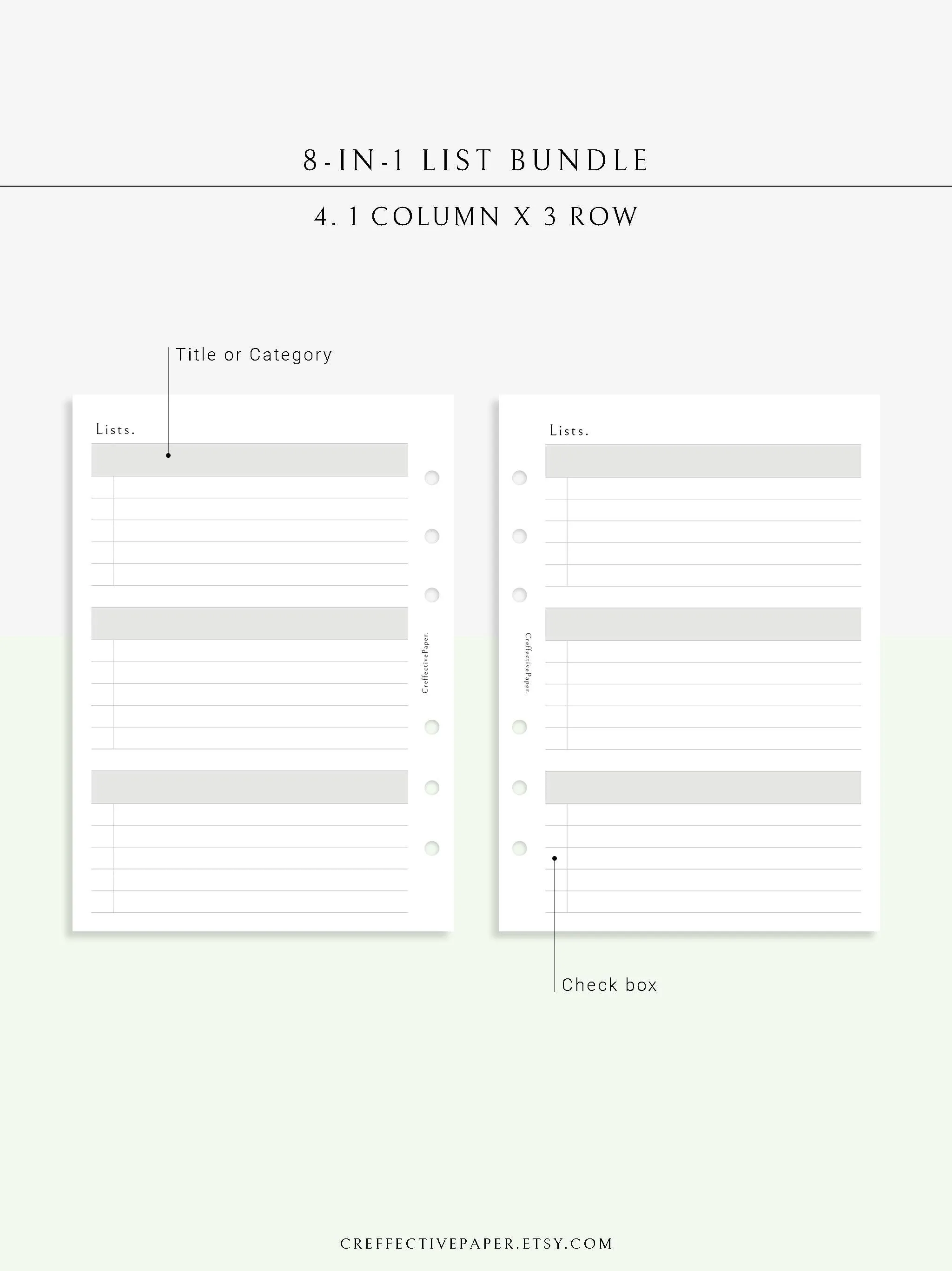 N107 | Checklist Bundle Template to Personalize Category