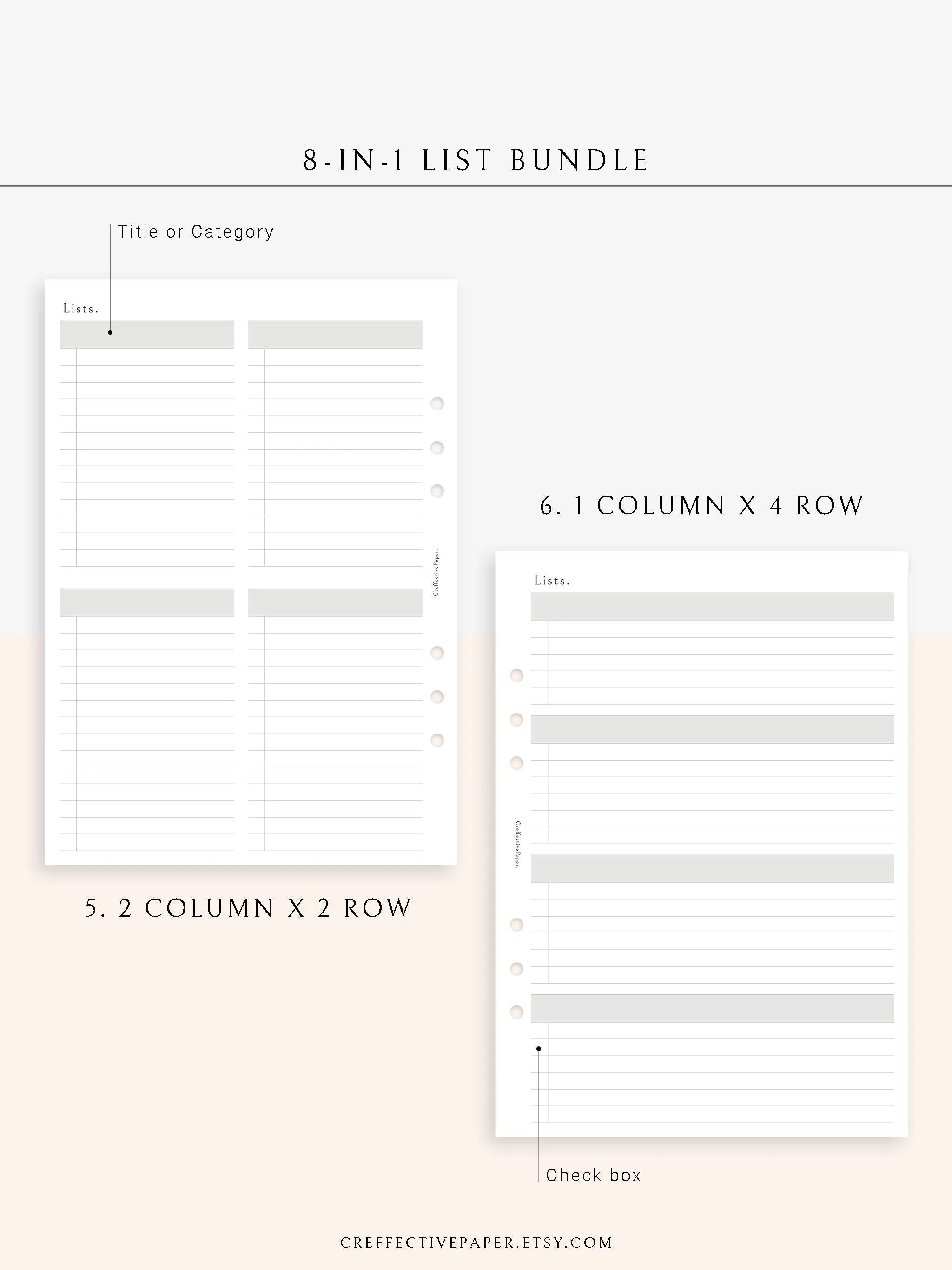 N107 | Checklist Bundle Template to Personalize Category